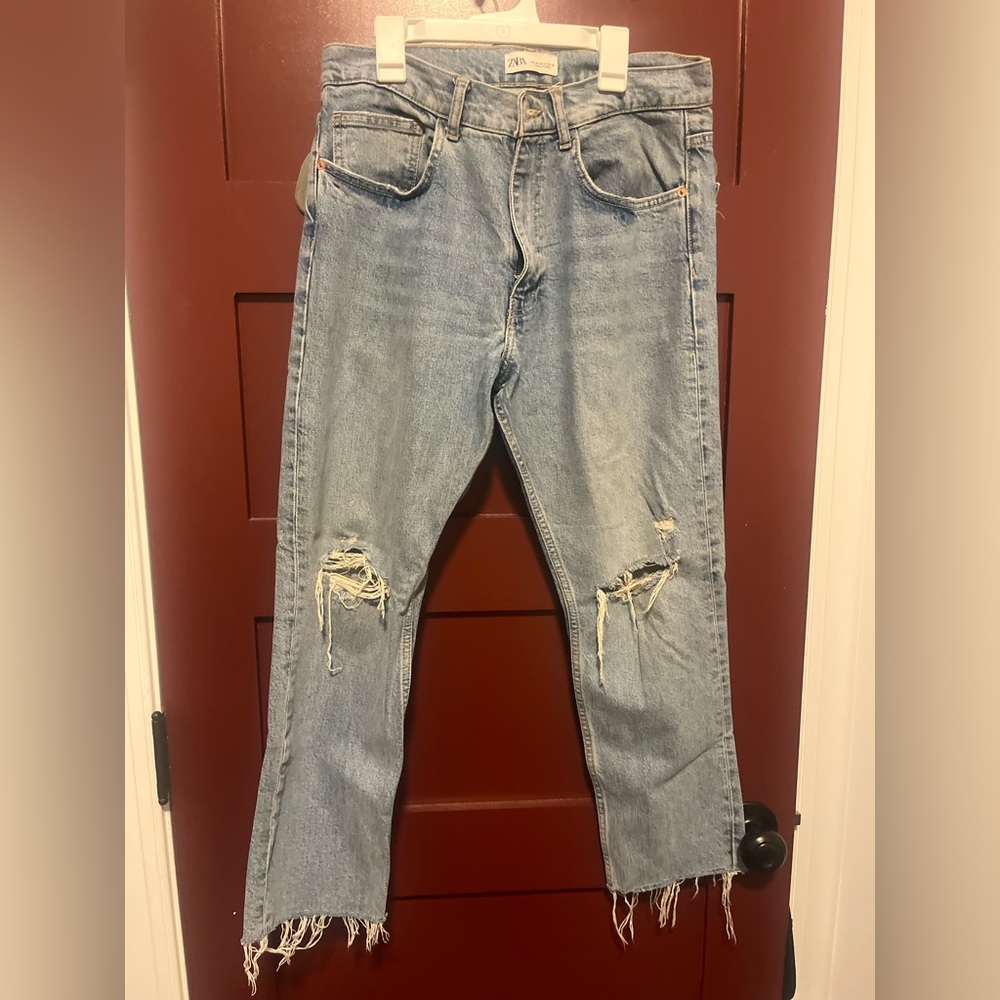 Zara jeans with holes - size US8 - light wash